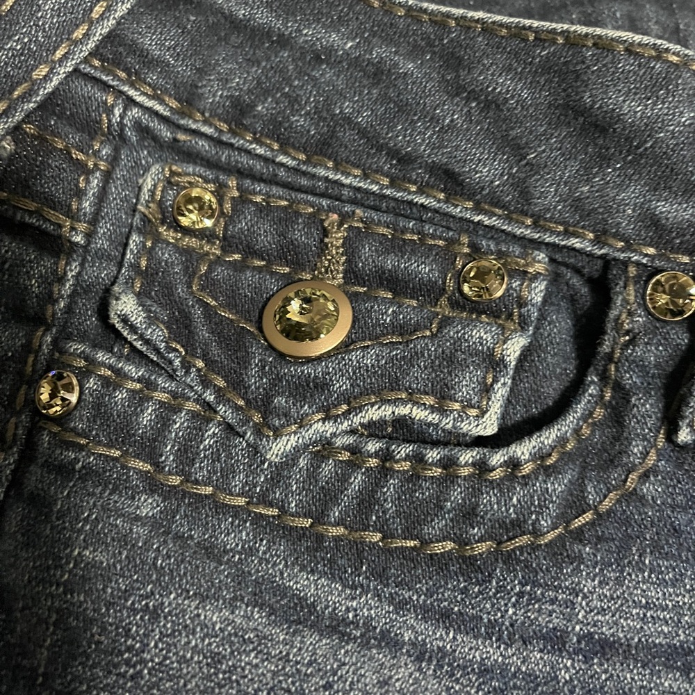 Tue Religion medium wash Swarovski button jeans - Picture 3 of 8